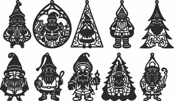 Christmas Gnome SVG Bundle: Laser Cut Glowforge & Lightburn Files – Wooden Ornaments, Tree Decor & Gnome Patterns