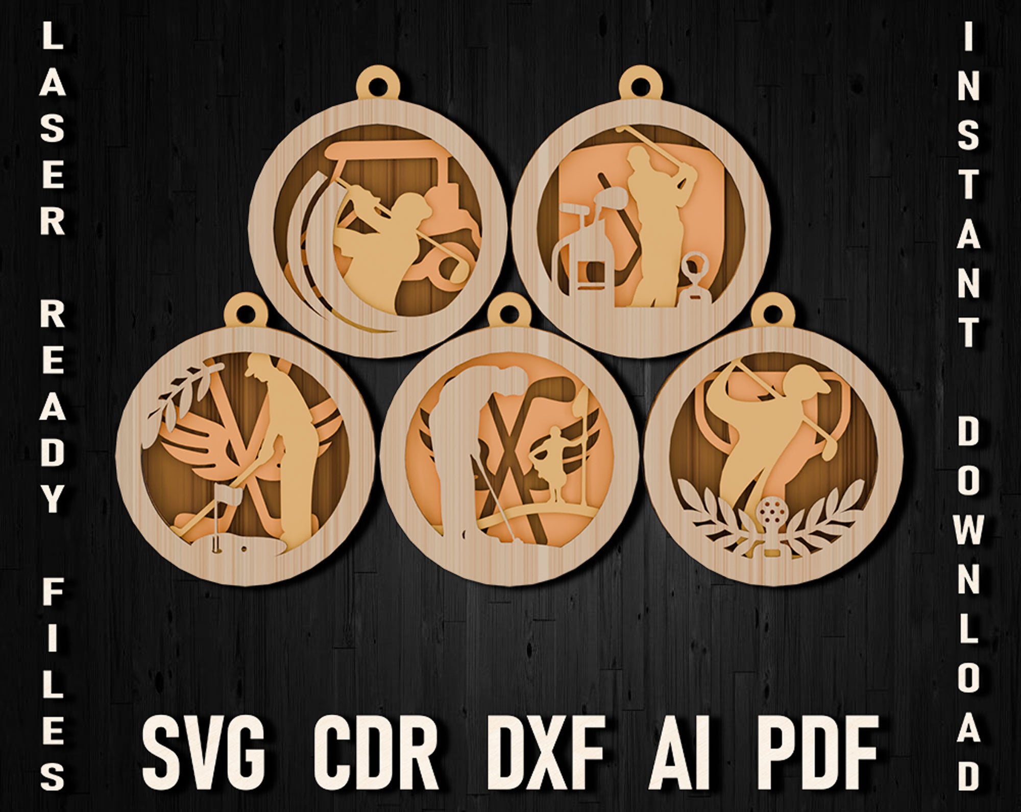 golf christmas laser cut svg ornament