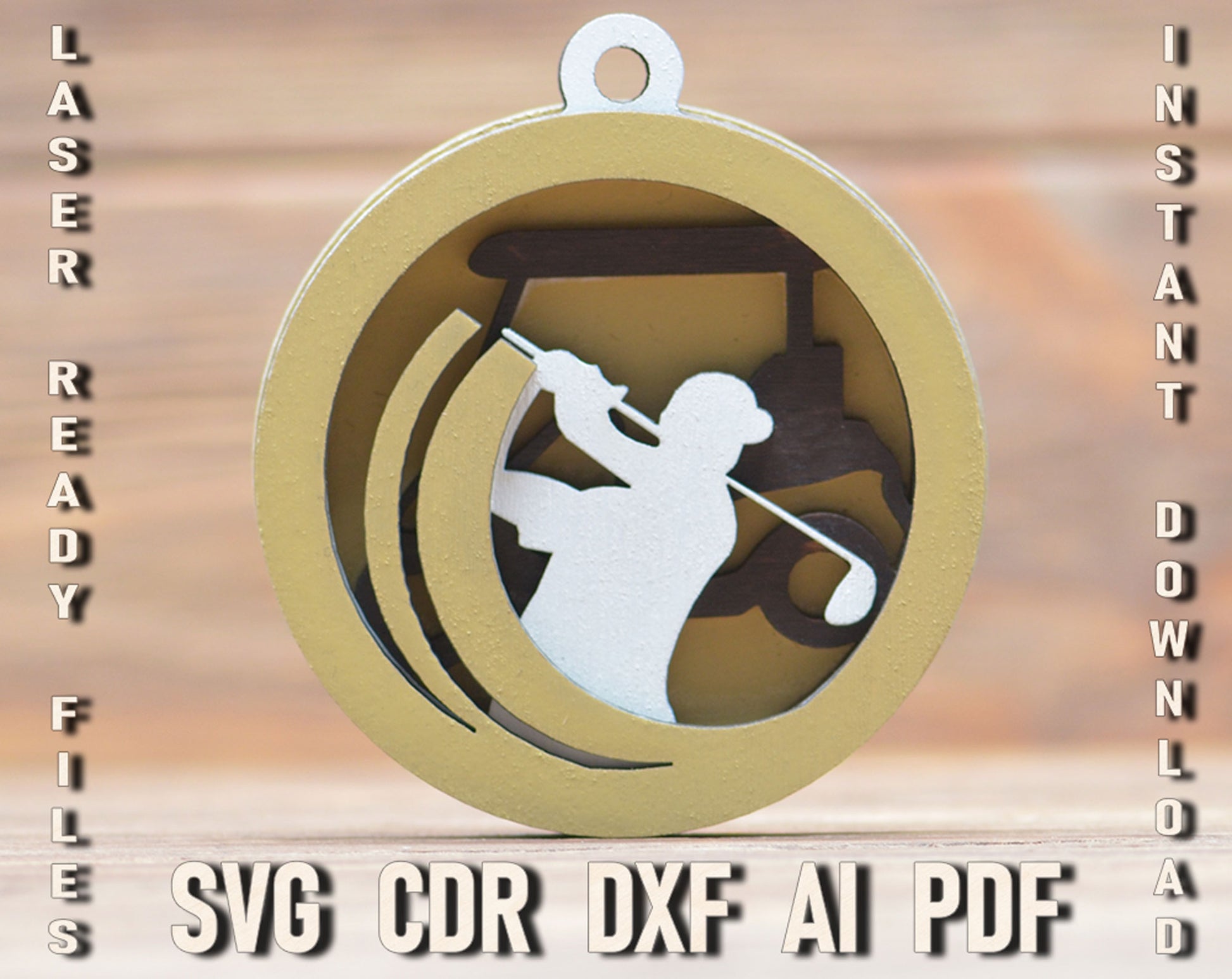 golfing multi-layer christmas ornament svg