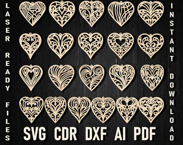 Valentine’s Day Earrings SVG Bundle: Laser Cut Heart Templates – Glowforge, Cricut & Xtool Files (DXF/PDF)