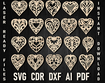 Valentine’s Day Earrings SVG: Laser Cut Heart Templates – Glowforge & Cricut Files (Leather & Wood Designs)