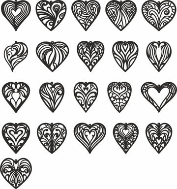 Heart Earring SVG Bundle: 20 Styles Laser Cut Files for Glowforge & Cricut – Pendant Templates for Women