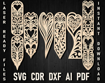 Laser Cut Heart Bookmarks: Printable SVG Templates for Book Lovers – Glowforge & Craft Machines