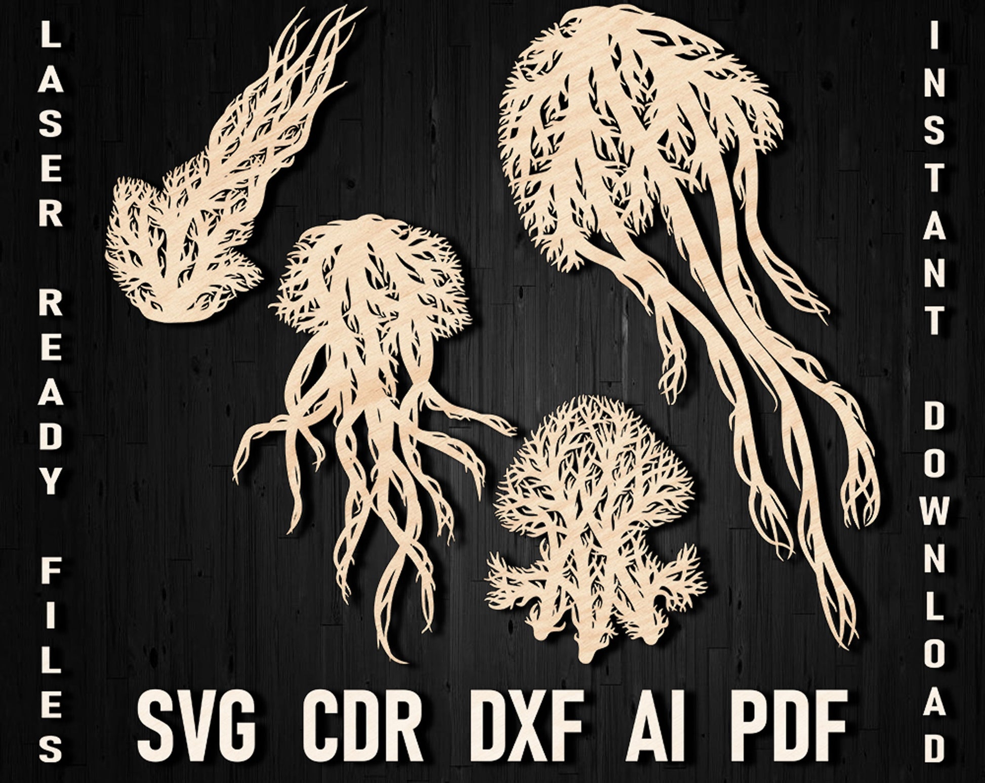 jellyfish svg laser cut design