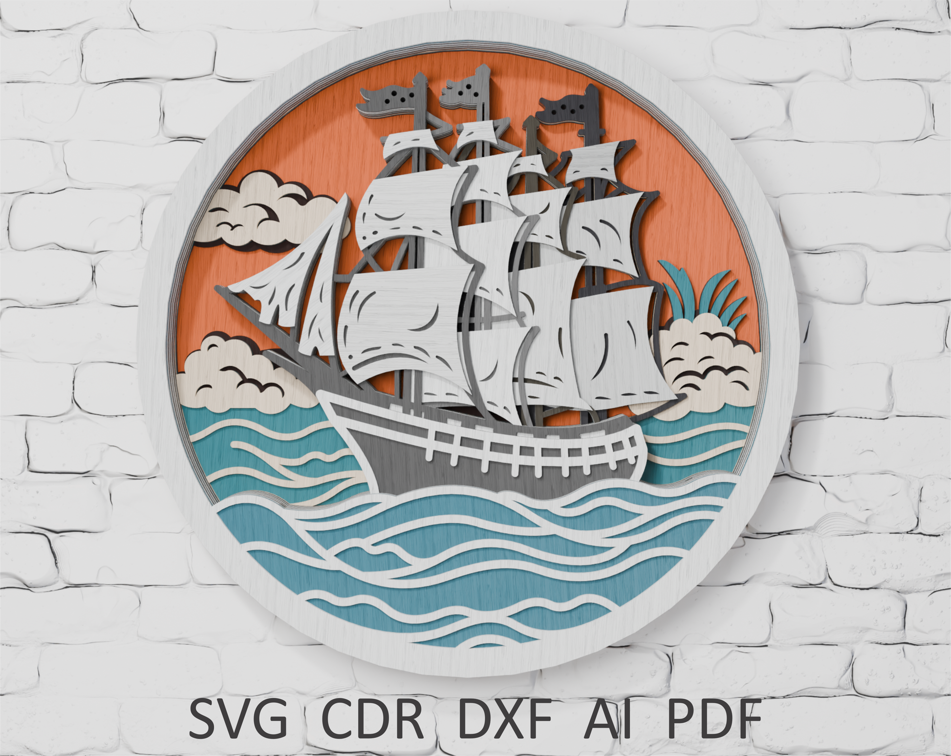 layered-sailing-ship-vector-file-for-xtool-laser-cutting