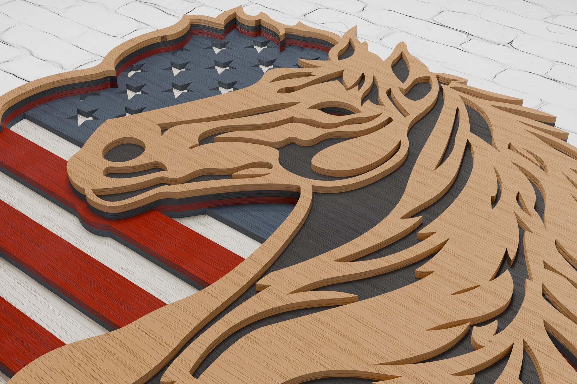 layered patriotic horse laser cut dxf

