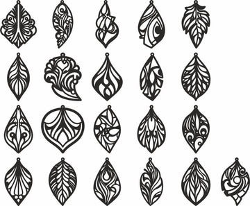 Leaf Shaped Earrings SVG/DXF Bundle: Laser Cut Templates for Glowforge – Plant-Inspired Jewelry