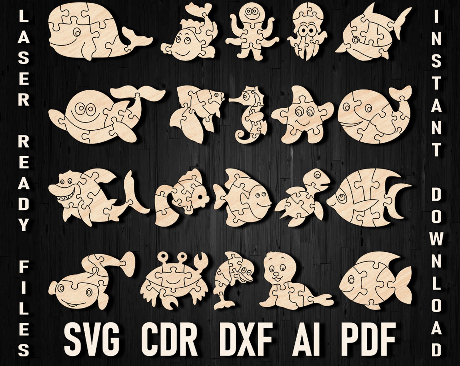 marine life puzzle svg