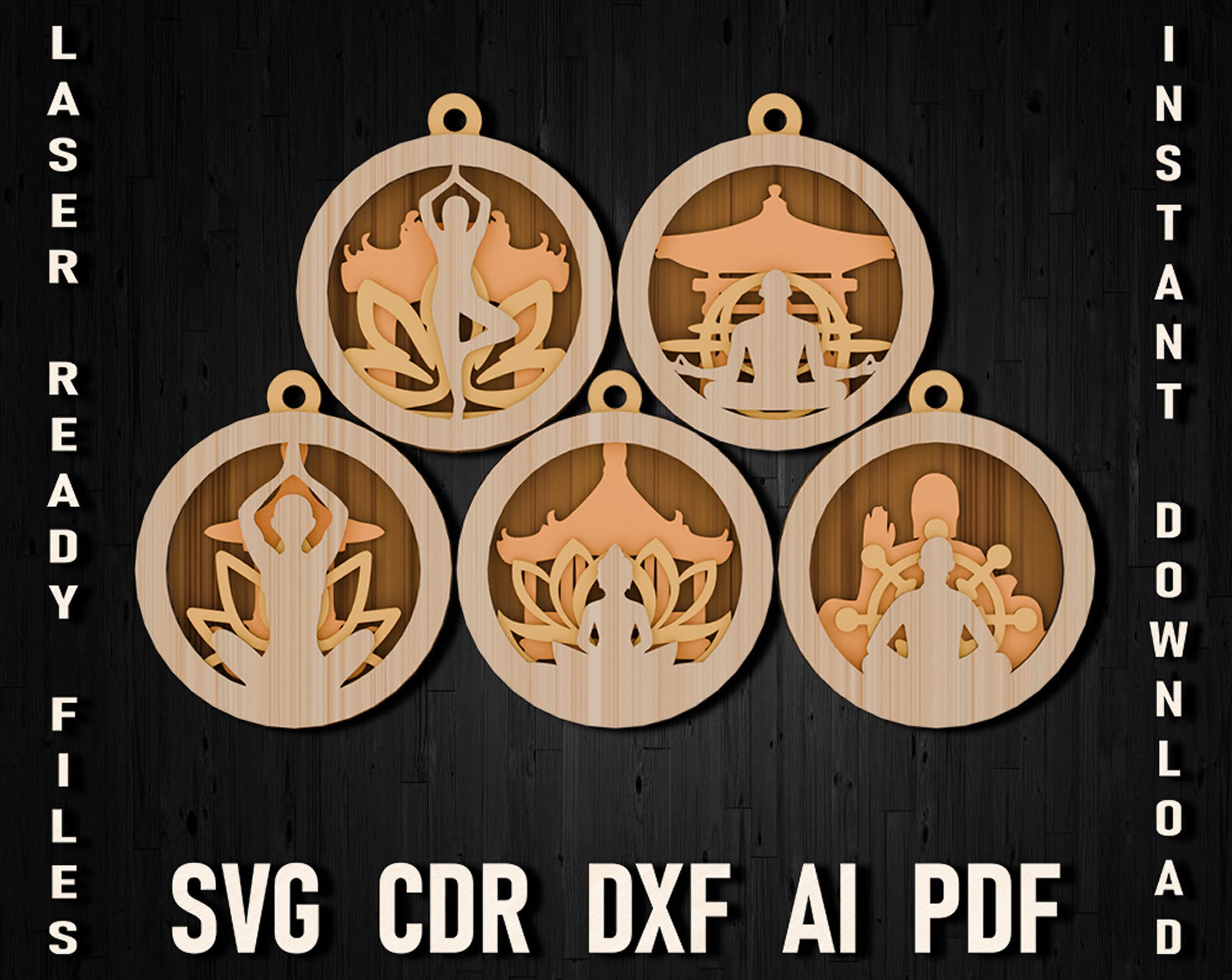 meditation svg christmas ornament for laser cutting