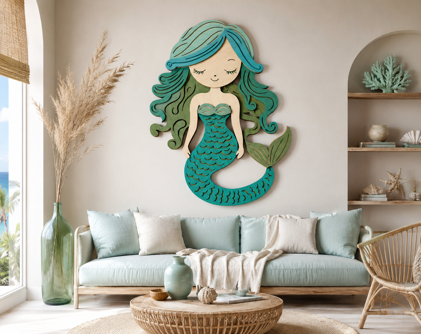 mermaid-3d-paper-shadow-box-template-svg-dxf
