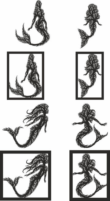 Mermaid Tree Wall Panel - Digital SVG DXF Files for Laser Cutting, Cricut & Glowforge