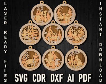 Christmas SVG Bundle Ornament For Glowforge And Cricut