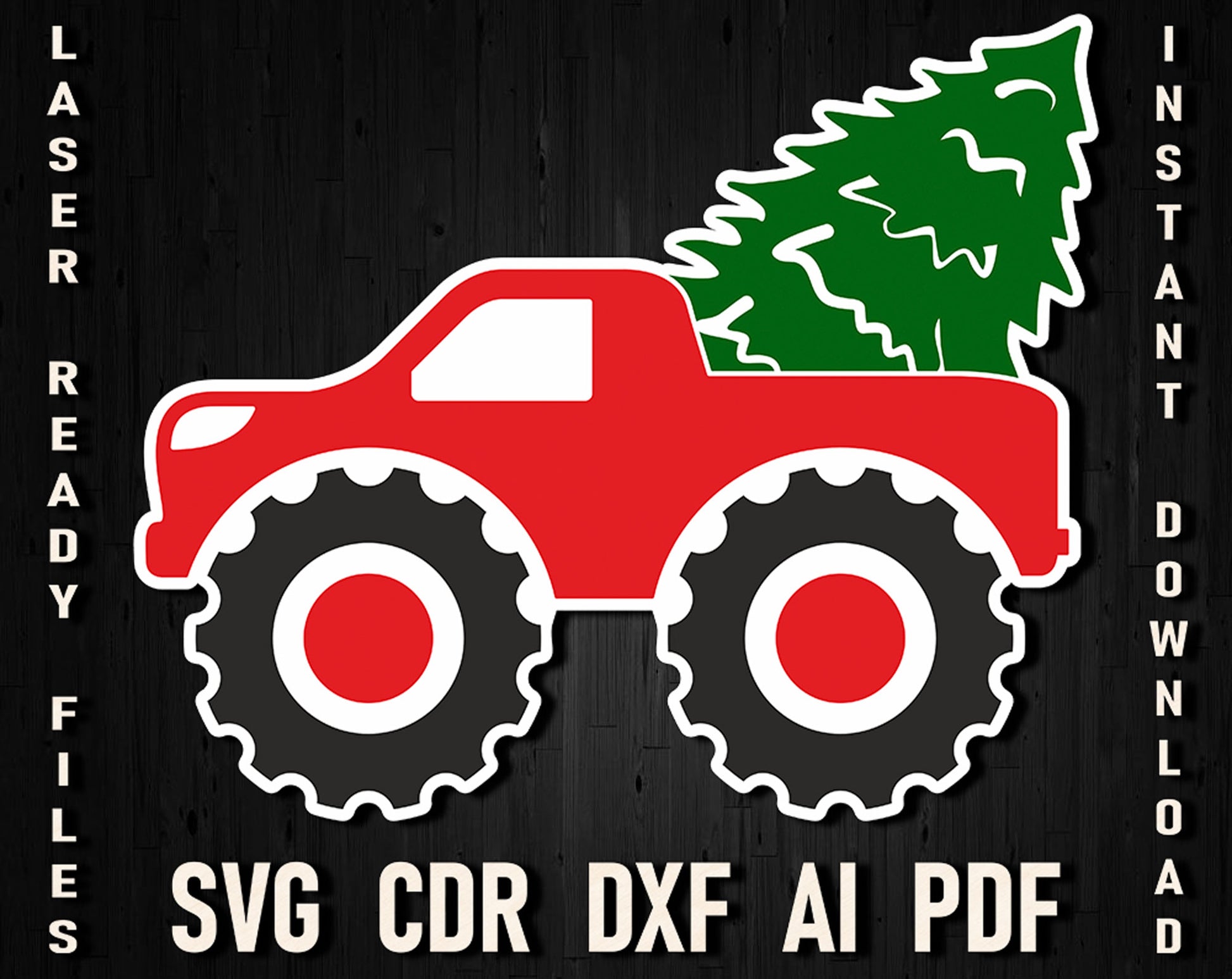 merry christmas monster truck svg