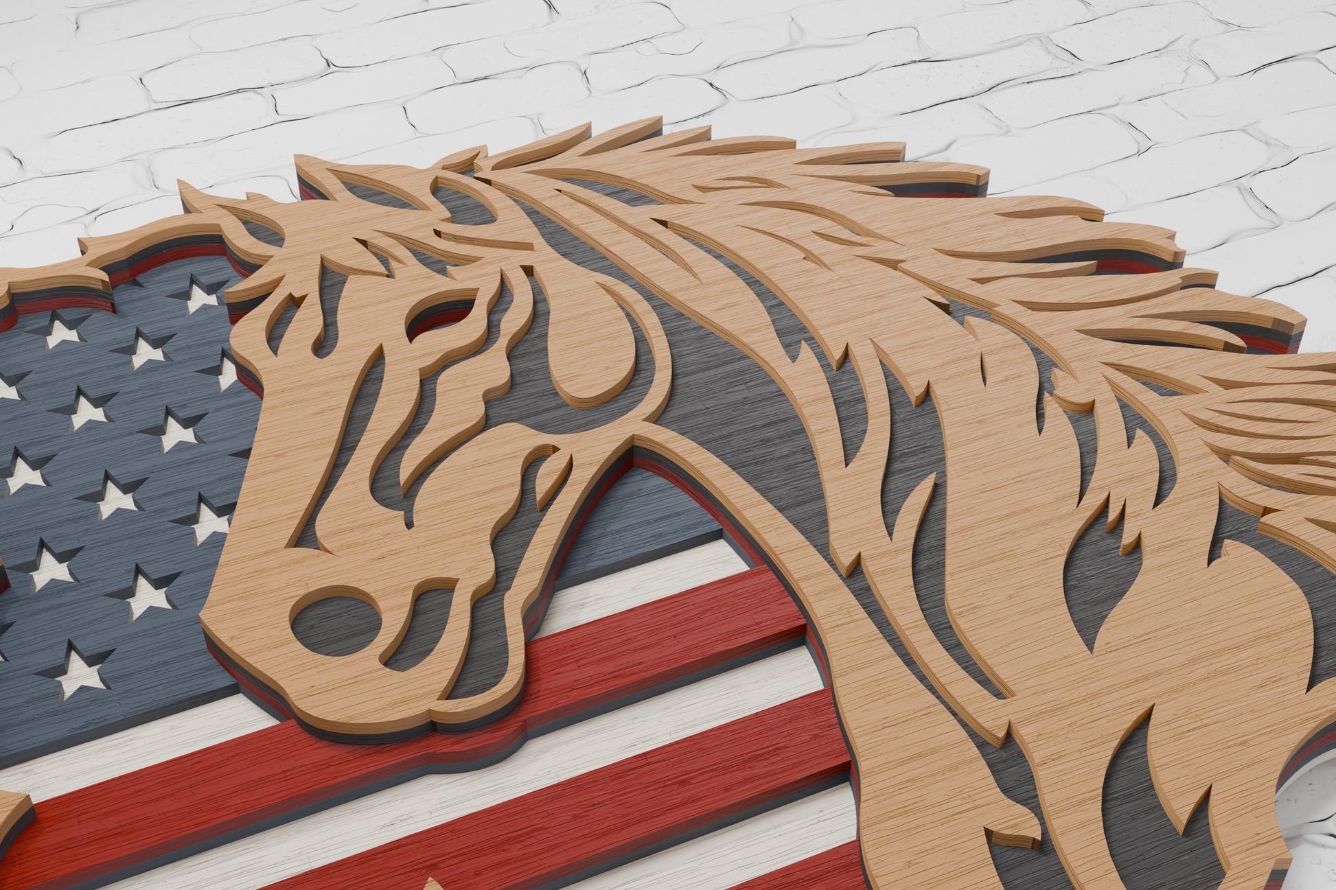 multilayer usa flag horse for silhouette cameo

