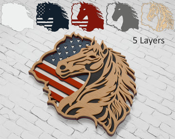 patriotic horse shadow box design for glowforge

