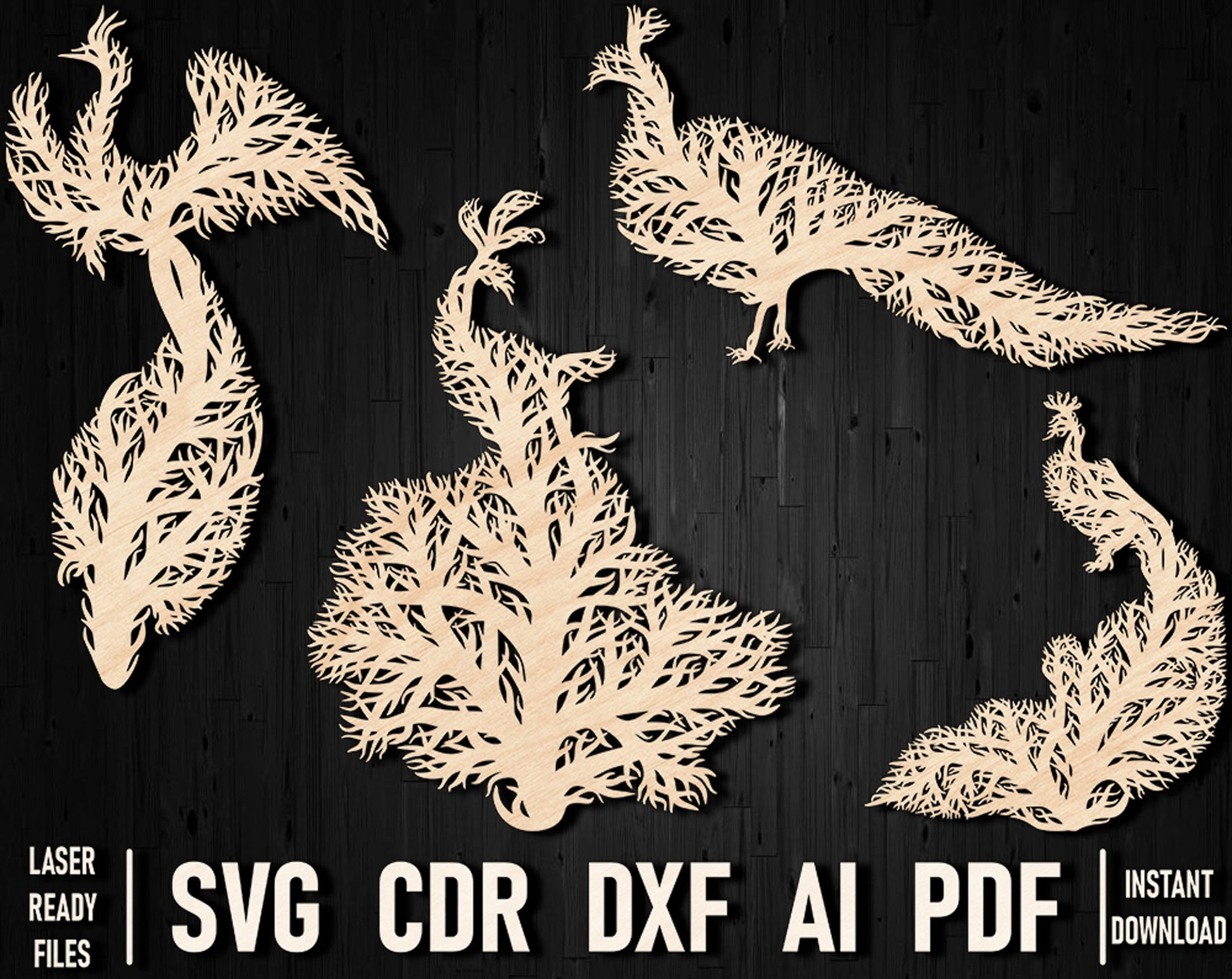 peacock pdf glowforge decor