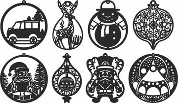 Christmas Baubles Tree Ornament Set Svg Files For Glowforge and Cricut