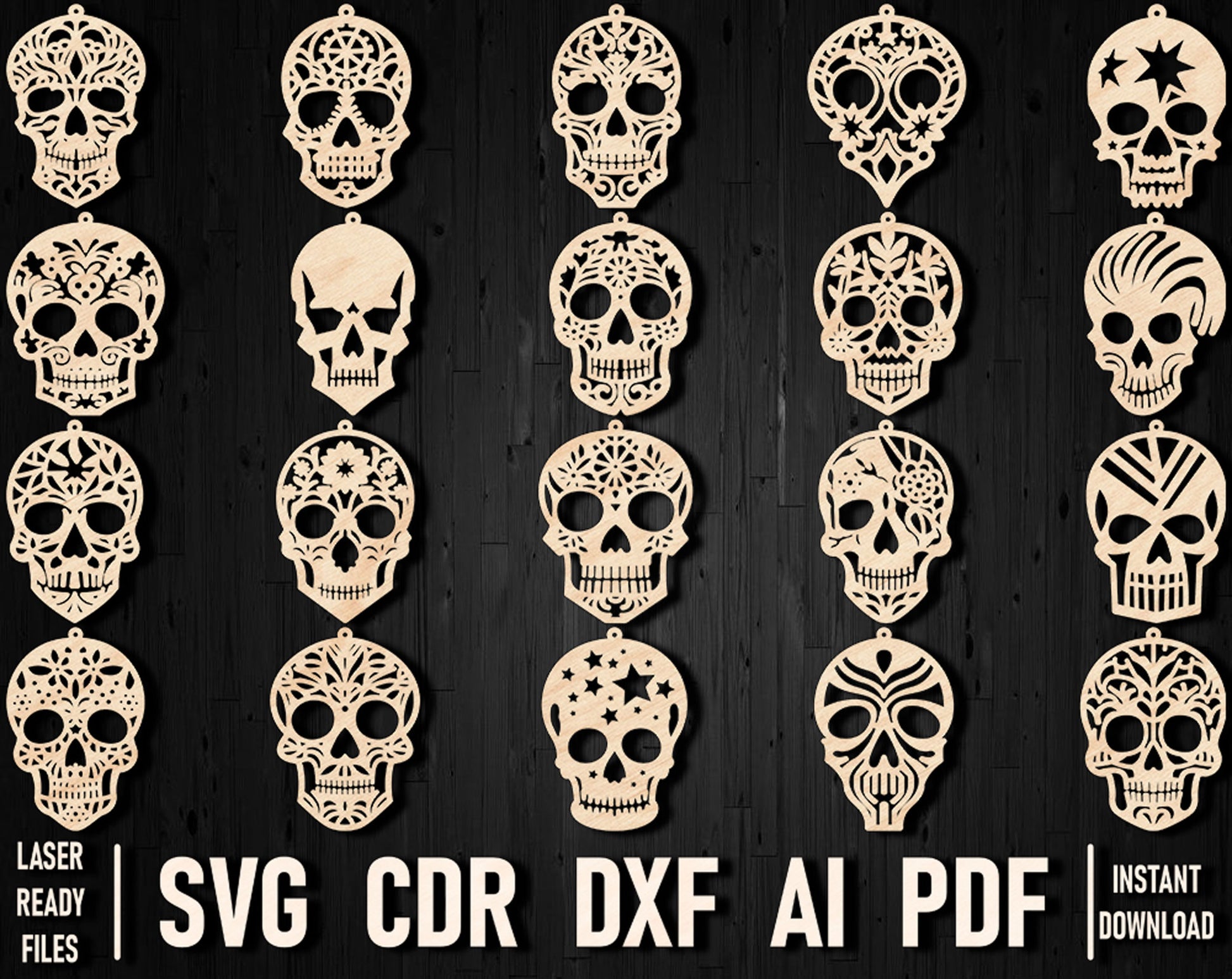 scull svg glowforge bundle