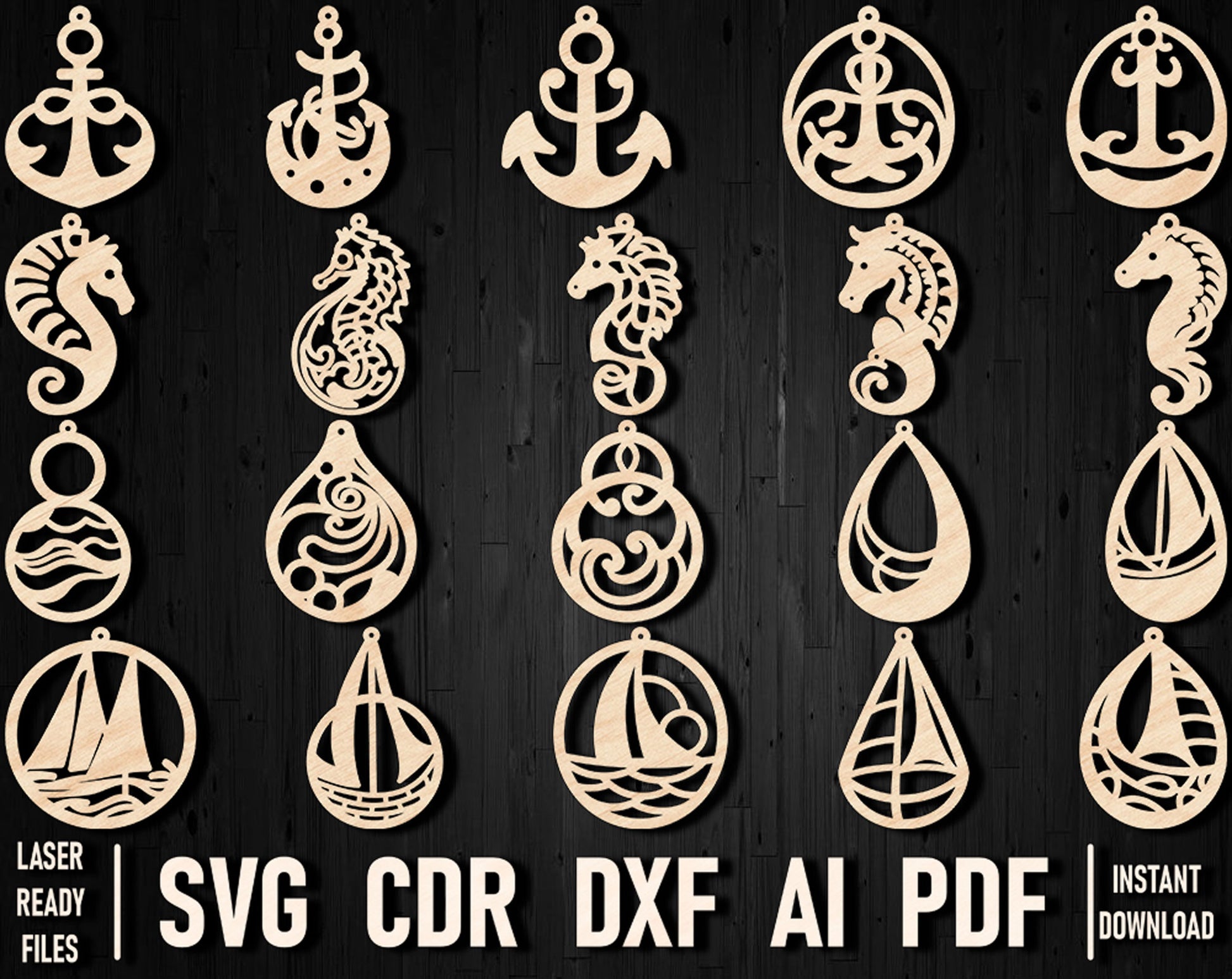 sea earrings svg files bundle