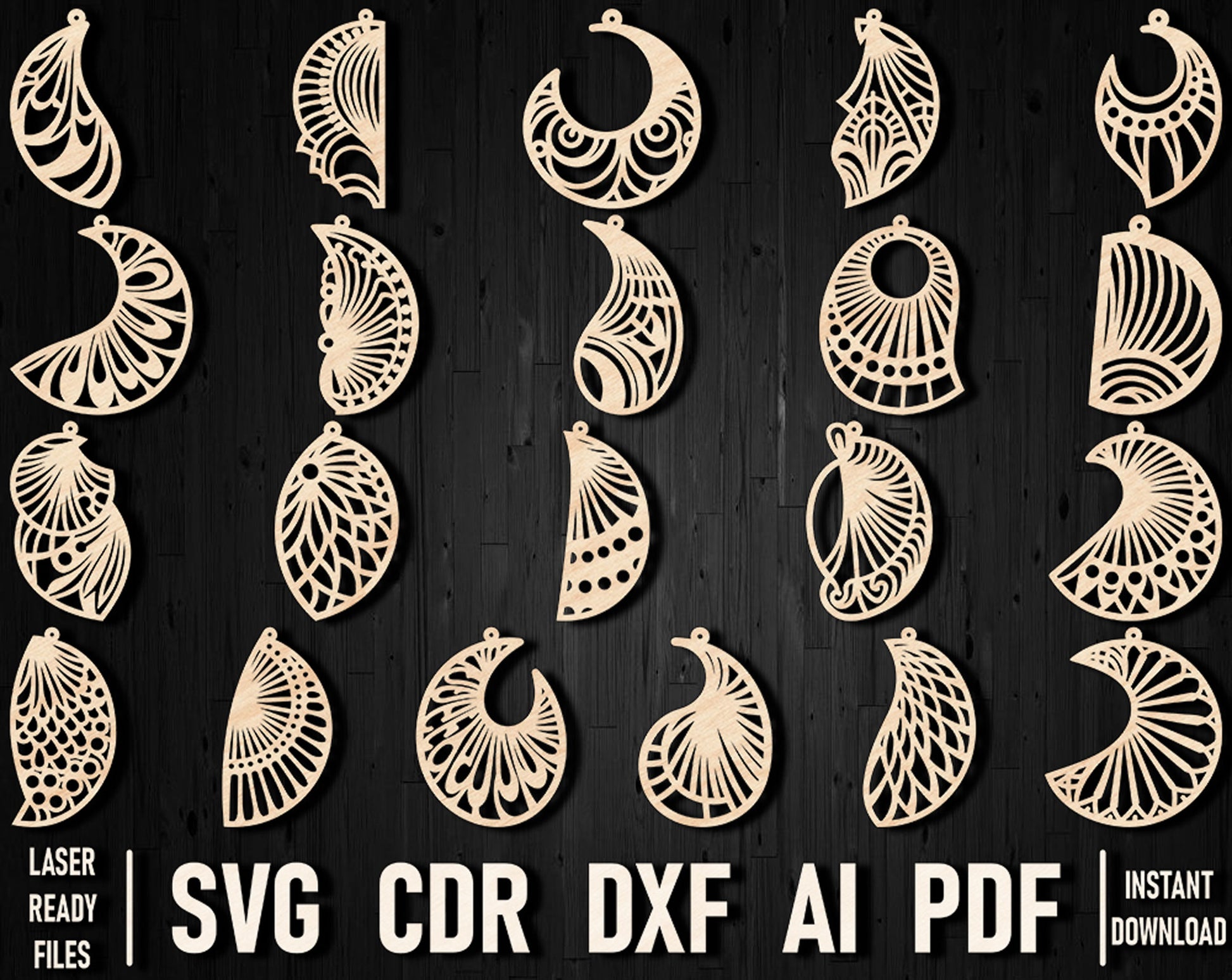 semicircle glowforge dxf earrings