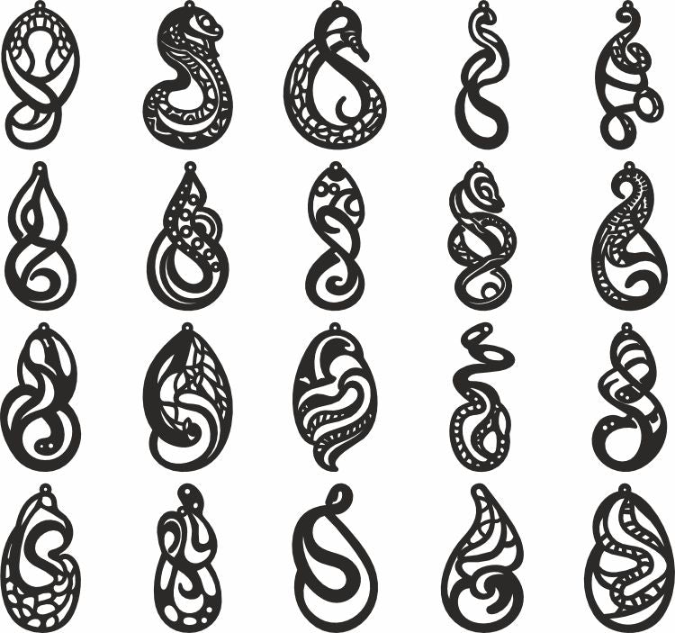 snake dxf vector earrings design