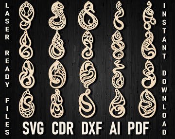 Snake Earring SVG Cut Files | Trendy Gothic Statement Jewelry Design | Digital Download for Laser, Wood & Acrylic Crafts