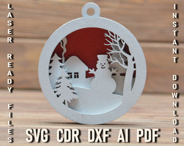 Christmas Tree Toy Snowman Svg Laser Cut File