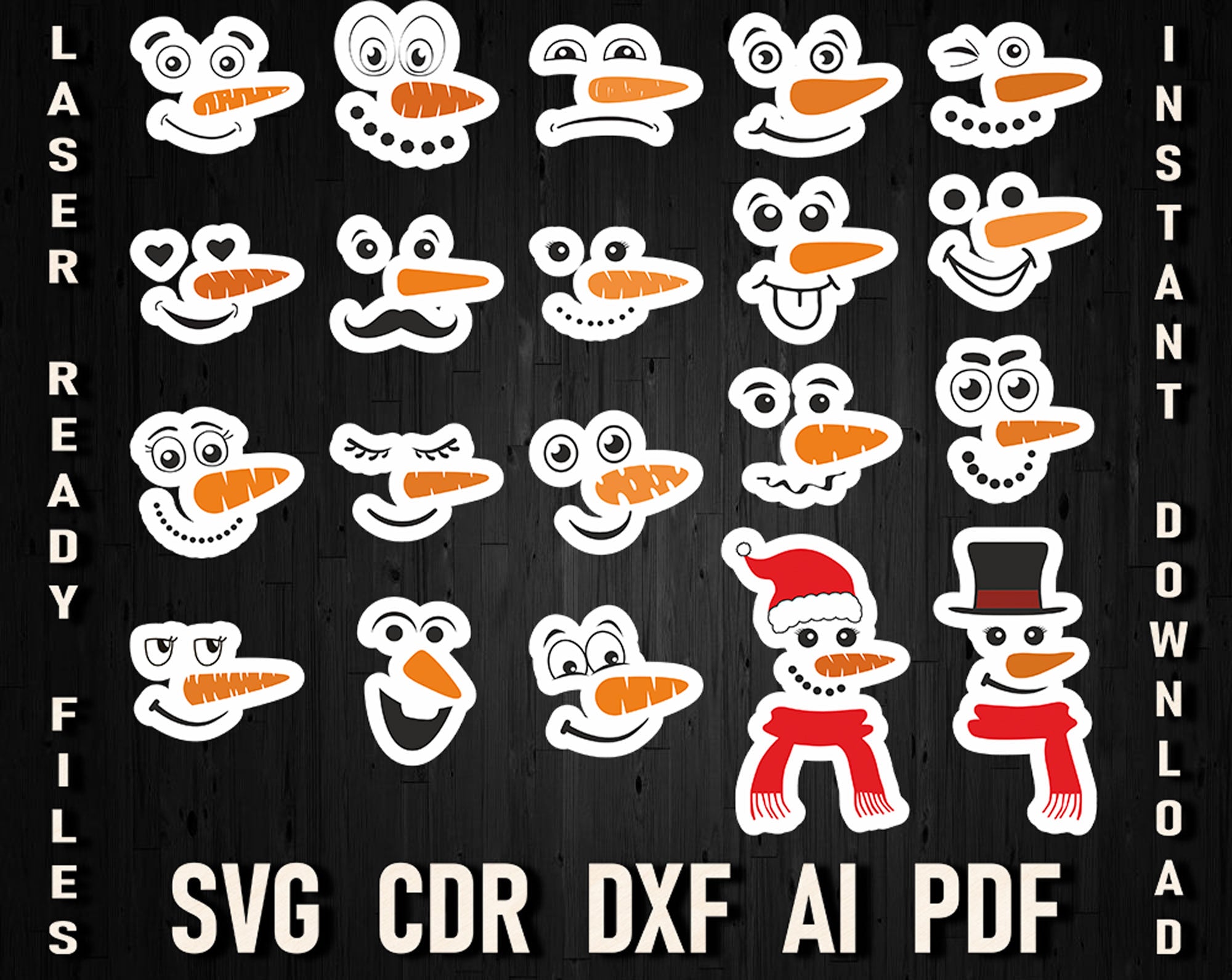 snowman face t-shirt svg bundle