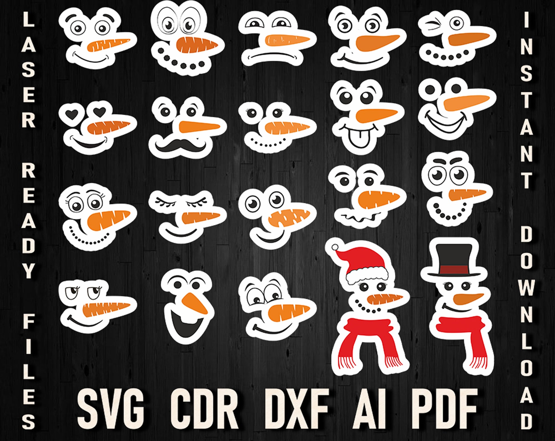 snowman face t-shirt svg bundle