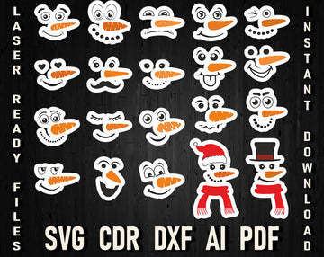 Snowman Face Bundle Svg T-Shirt Vector Design