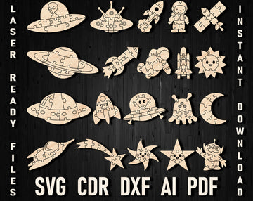 Space Puzzle Svg Bundle For Laser Cutting