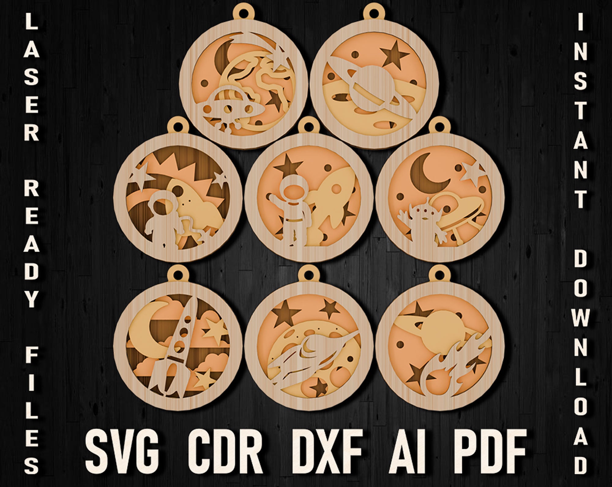 Space Laser And Cricut Cutting Christmas Svg Decoration
