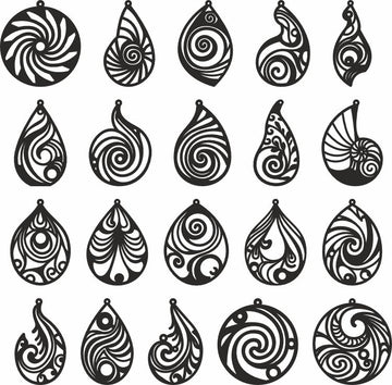 Spiral Earrings SVG Bundle: Laser Cut Designs for Glowforge & Lightburn – Mandala & Leather Jewelry (DXF/PDF)