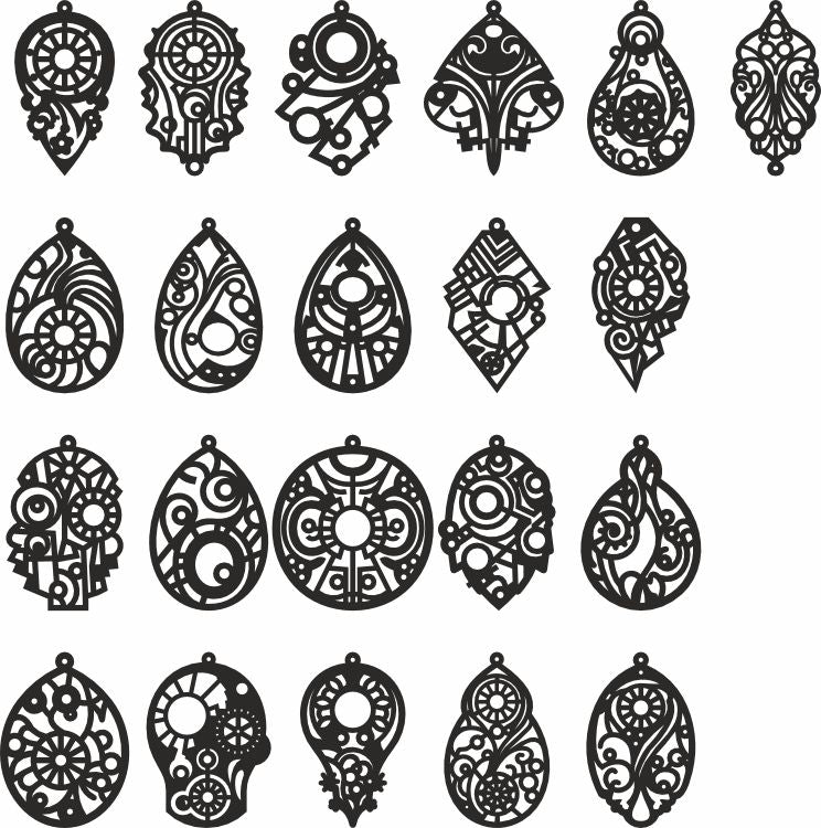 steampunk earring dxf template