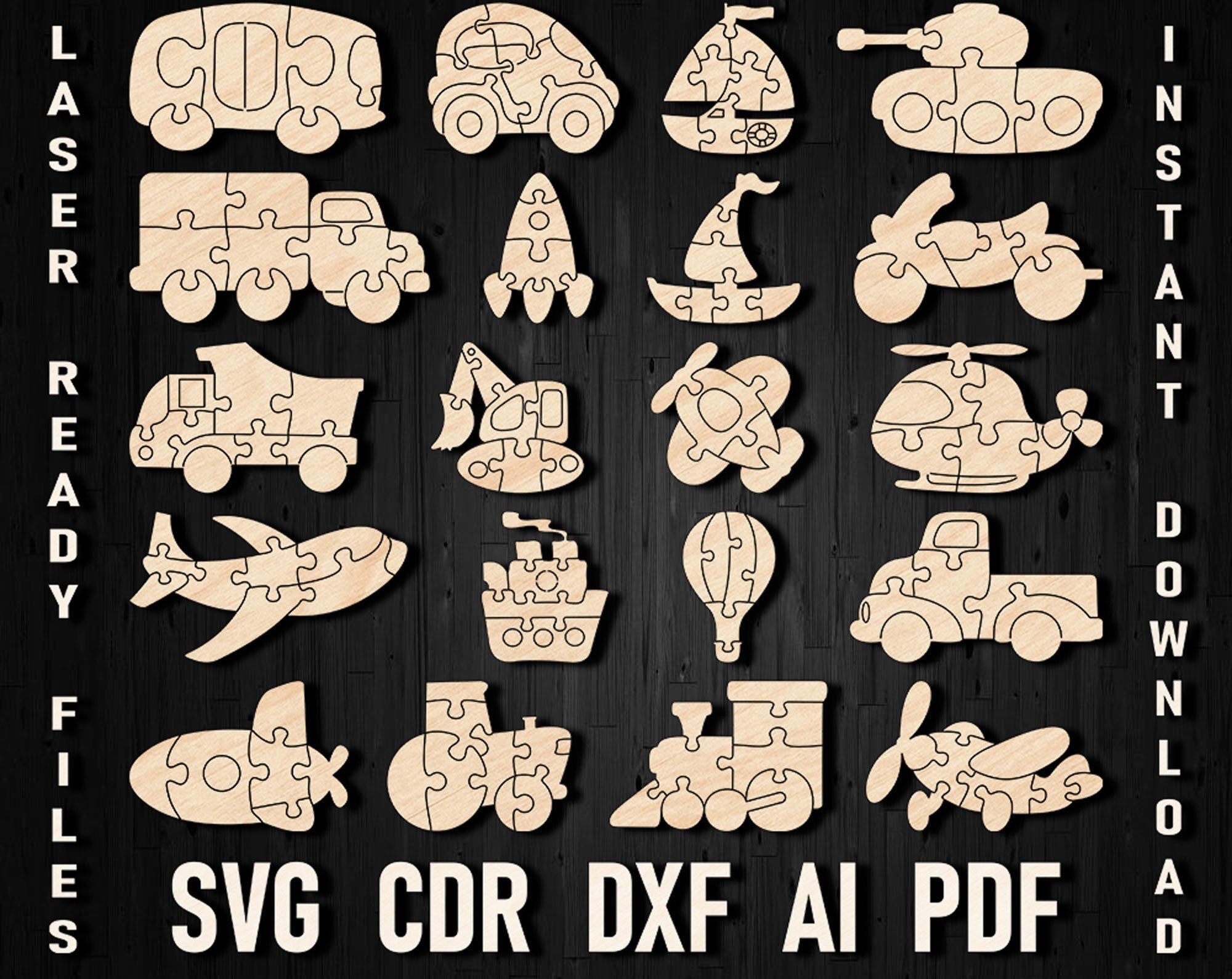 svg wooden transport puzzle