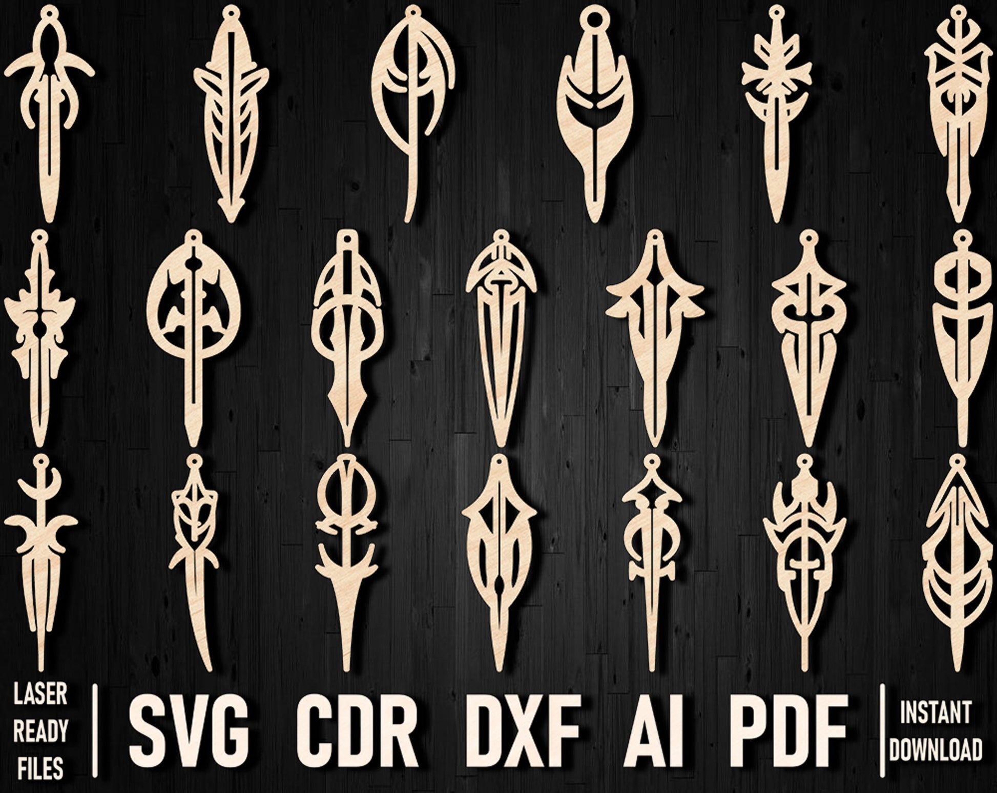 sword glowforge wooden svg bundle