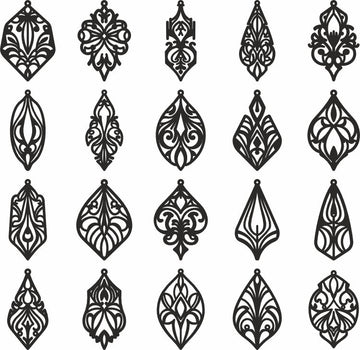 Laser Cut Edwardian Earrings SVG Set | Glowforge & Xtool Jewelry Templates | Elegant PDF, DXF, CDR Files