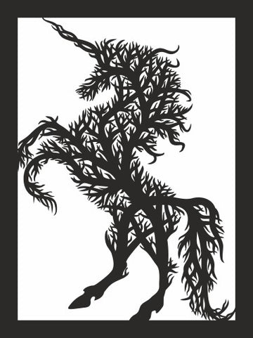 Unicorn Tree Svg Laser Cut Panel Wall Decor Files