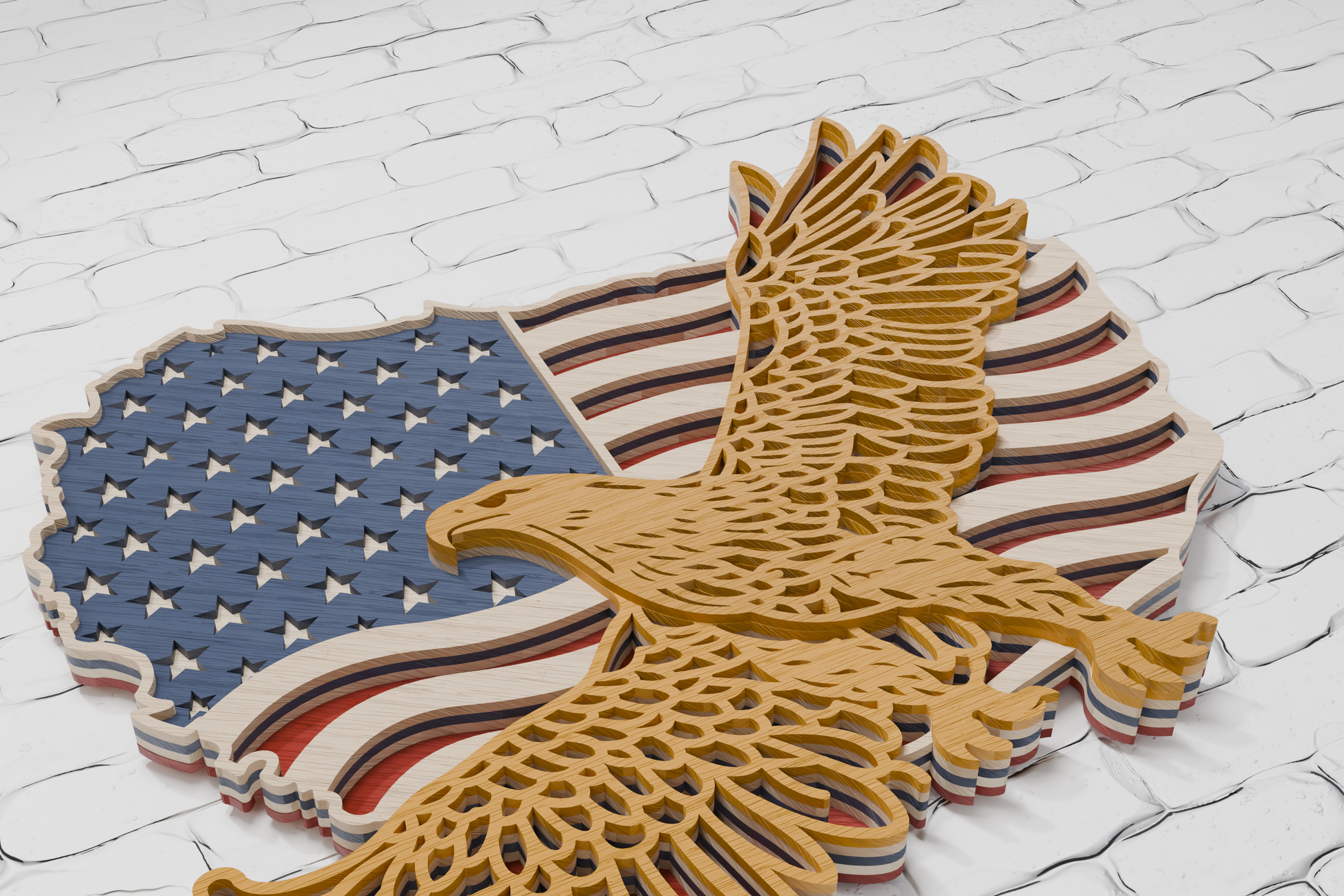 usa flag eagle laser cut multilayer svg