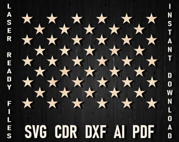 50 Stars American Flag Svg Silhouette