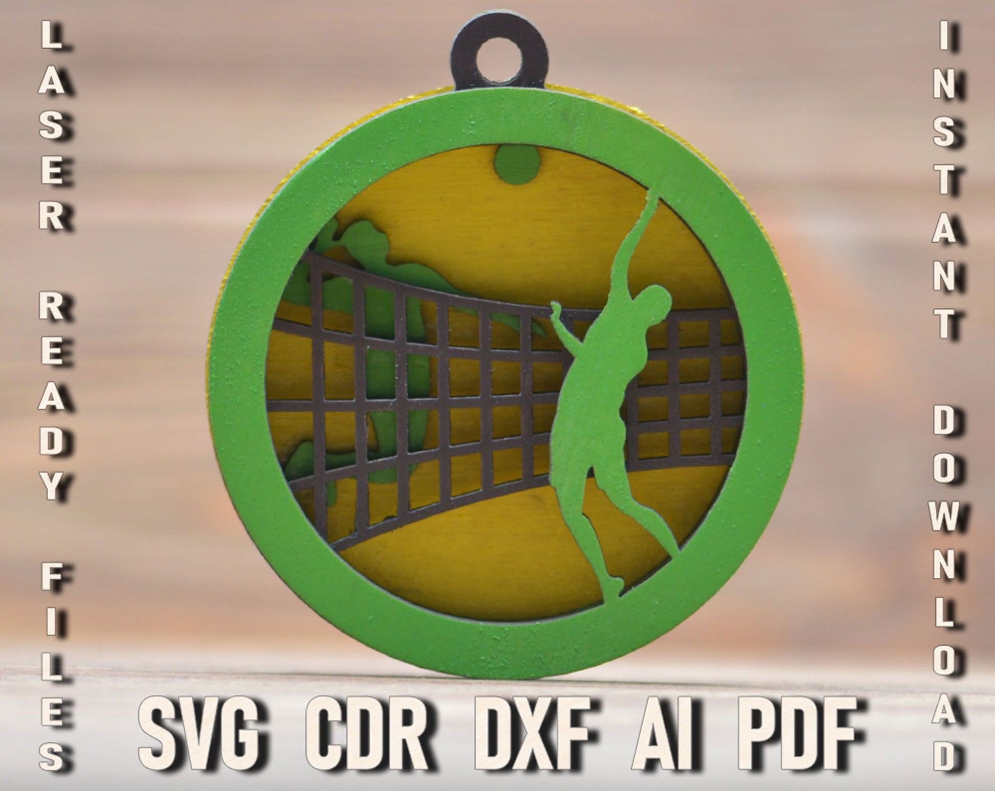 volleyball glowforge svg ornament