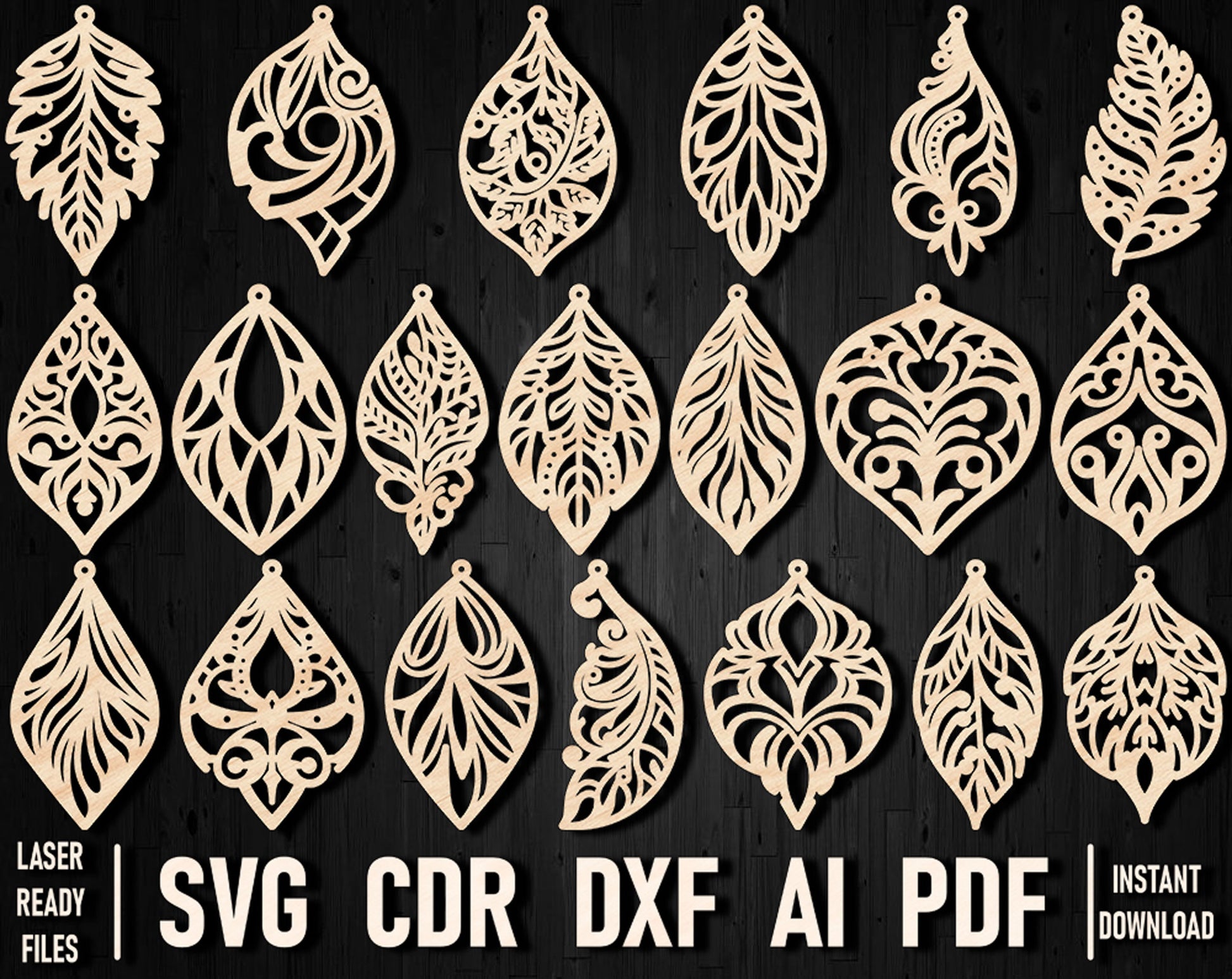 wooden earring templates cricut design dxf