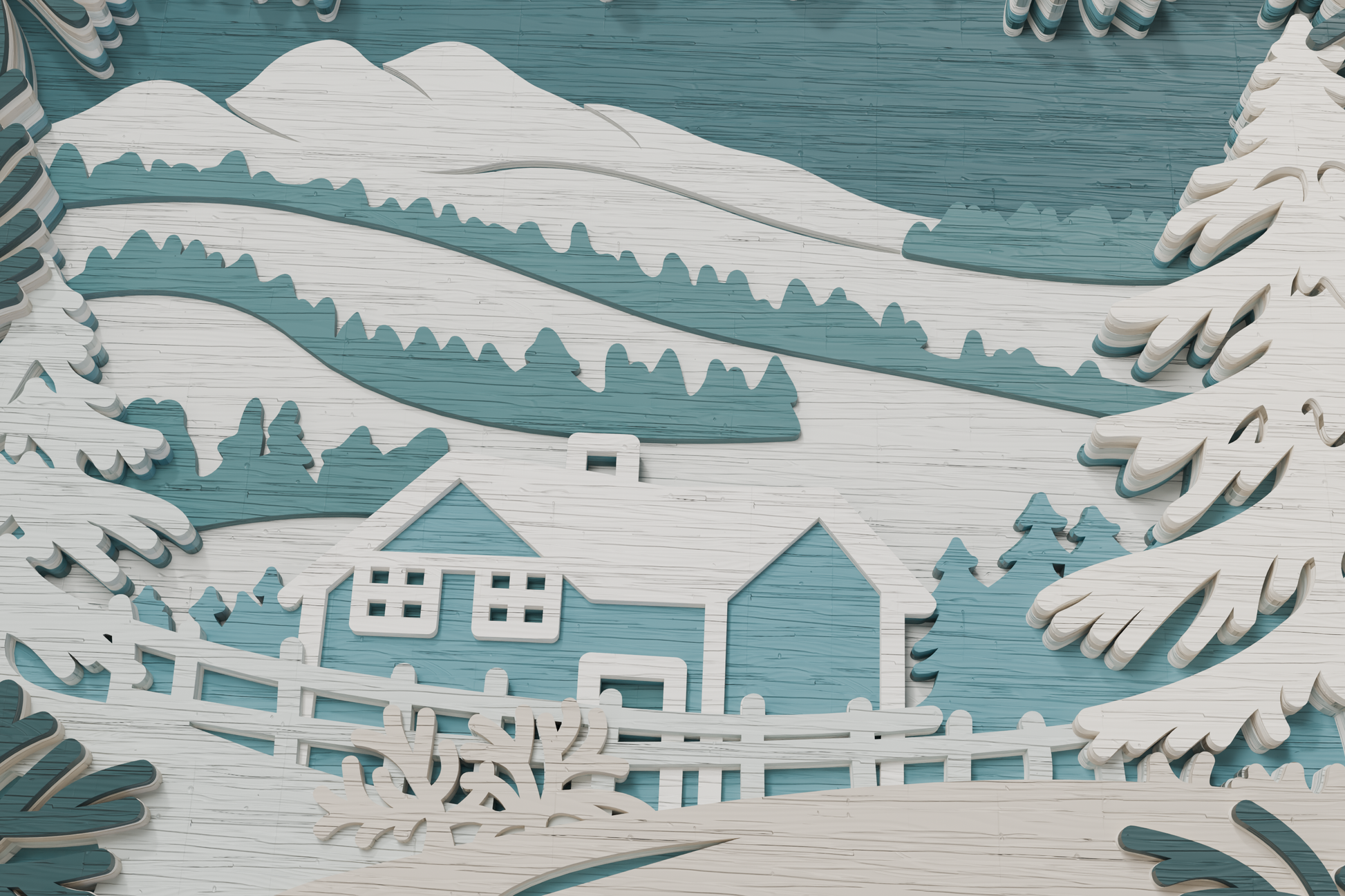 xTool-Laser-Cut-Winter-Mountain-Farmhouse-Multilayer
