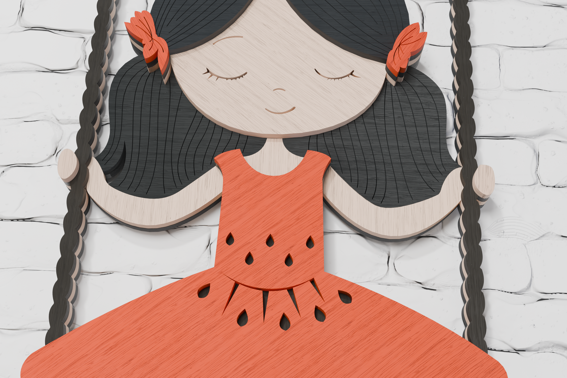 xTool laser cut file 3D layered girl swinging
