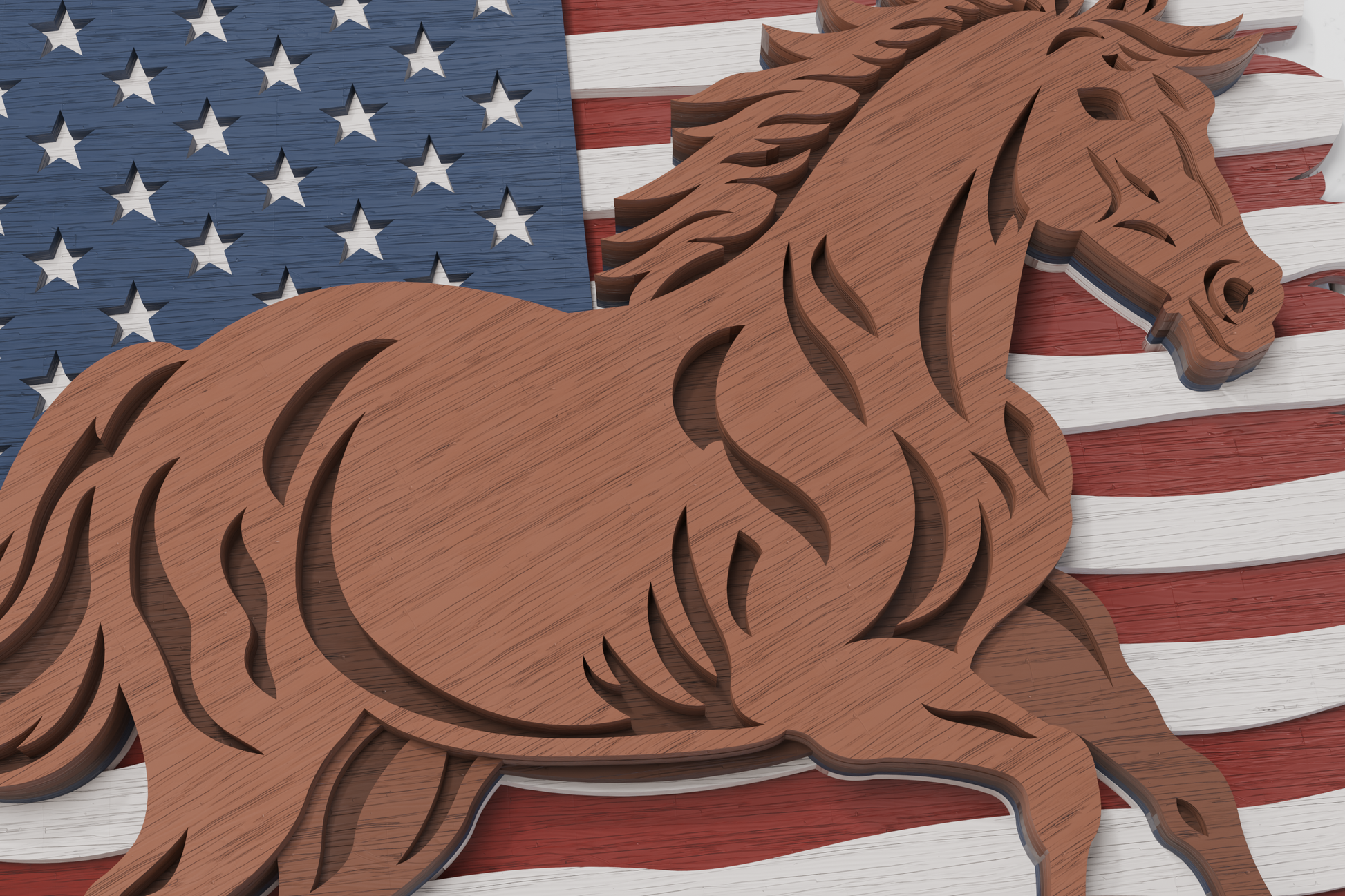 xTool patriotic horse shadow box layered design SVG

