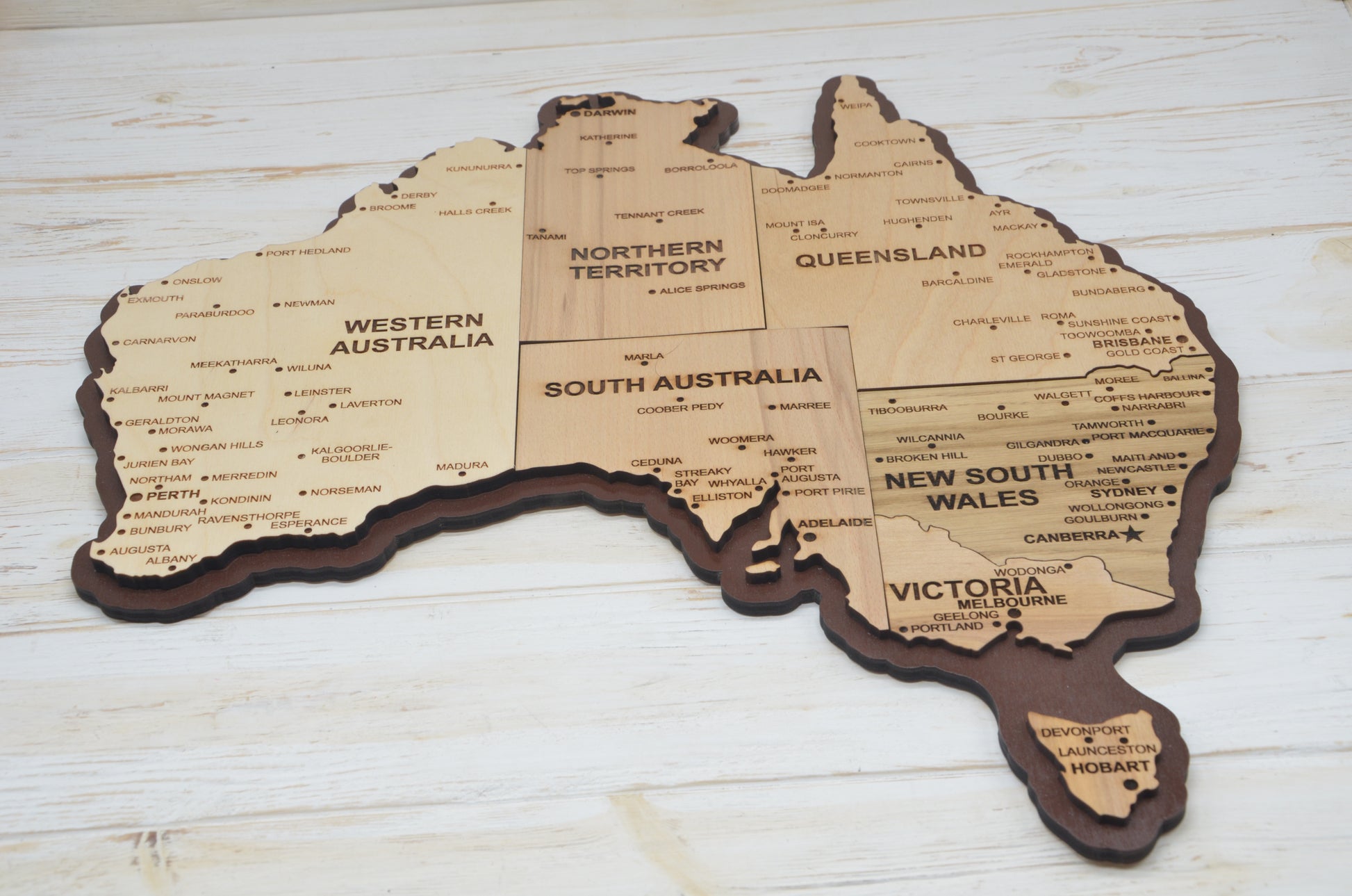 Canberra Australia Wooden Map