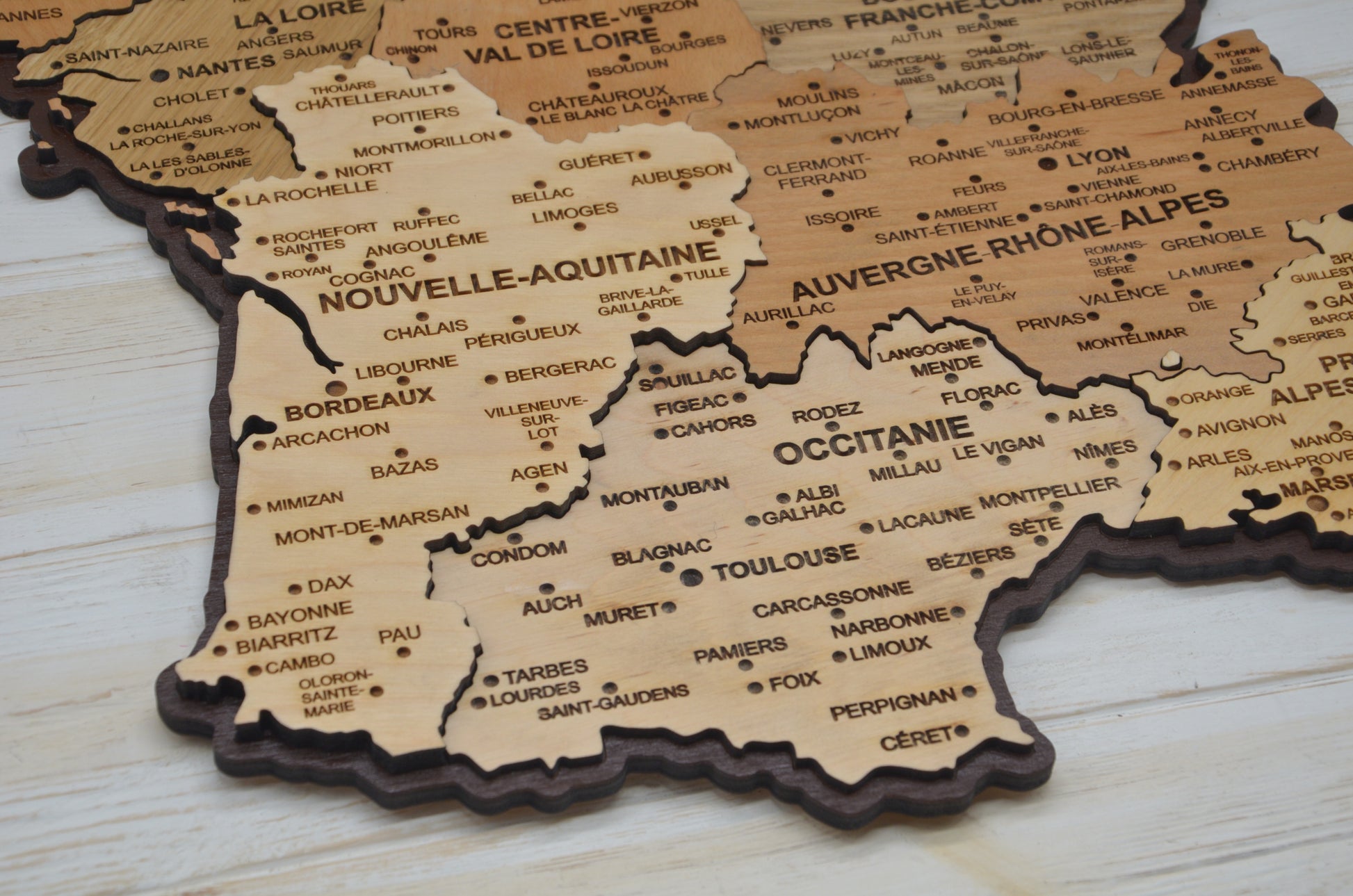 French Republic Wooden Map