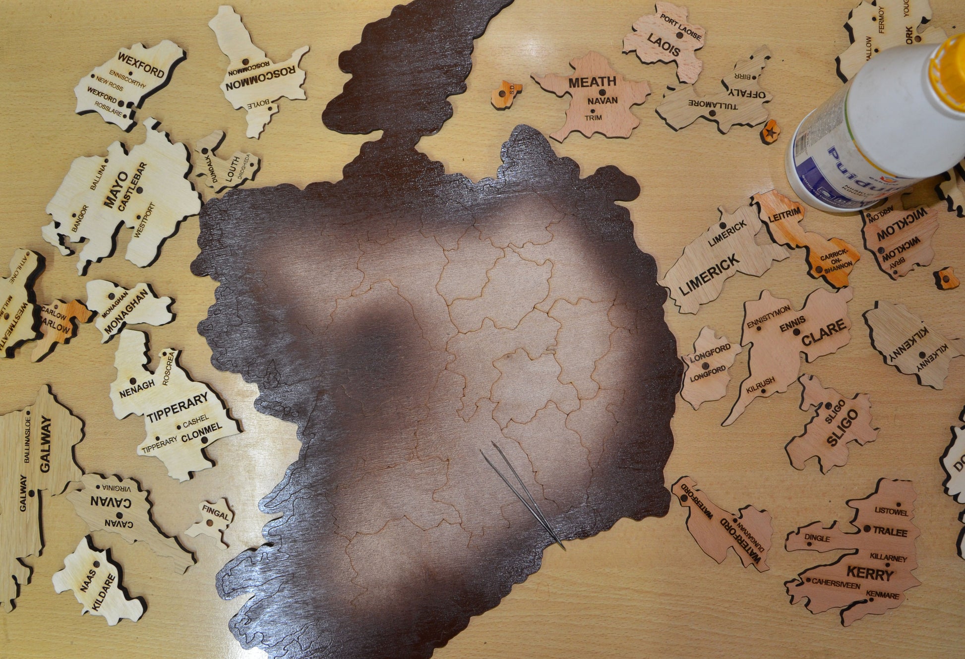 Ireland Wooden Map