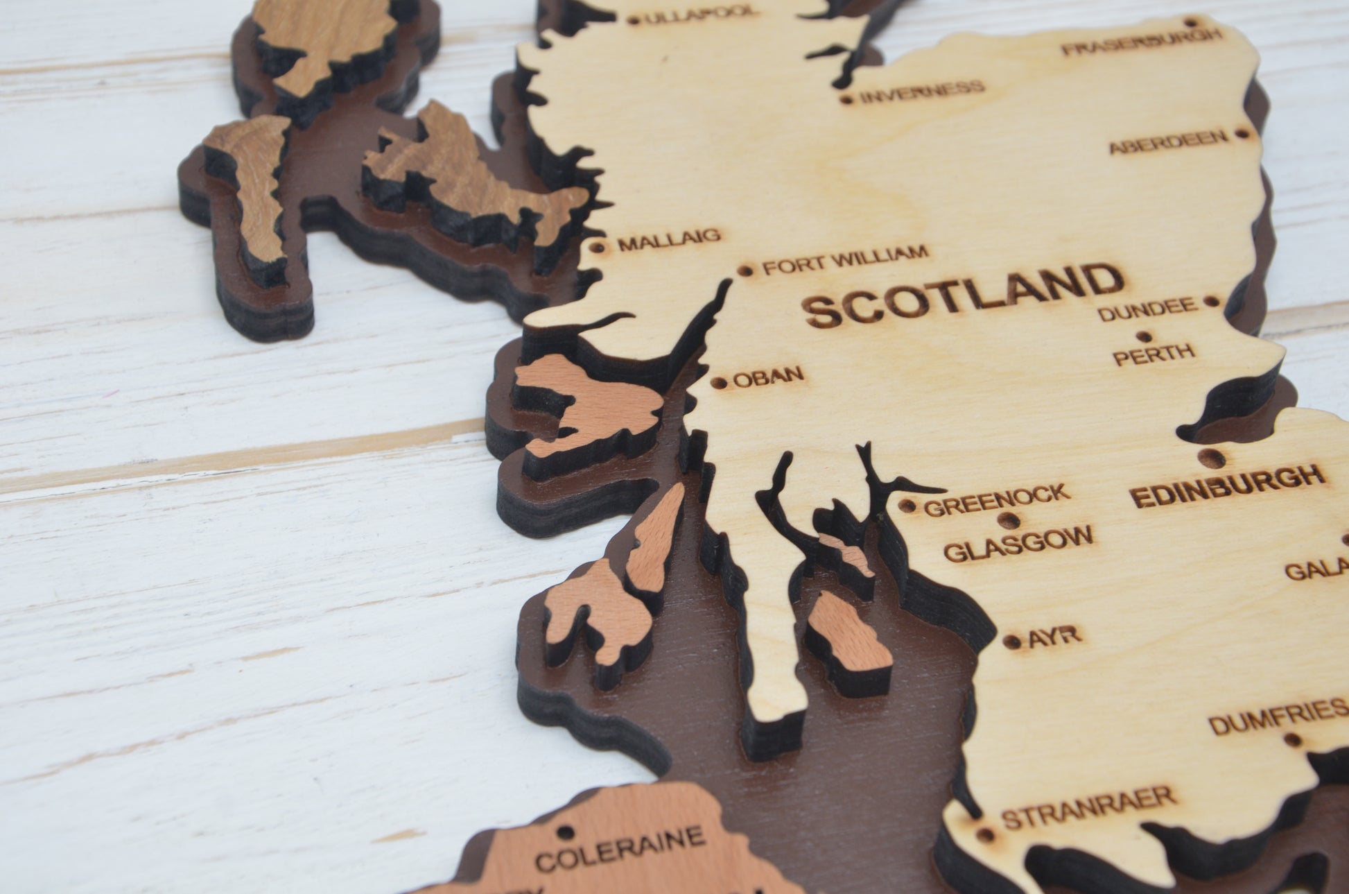Scotland wooden map