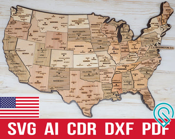 USA laser map svg glowforge file